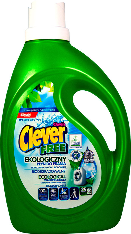 Гель для прання CLEVER FREE, універсальний, автомат, 1,5л